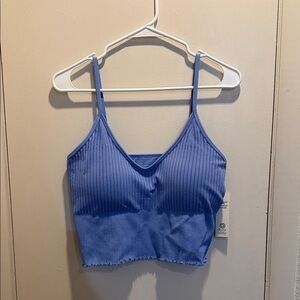 No Boundaries Blue Ribbed Tank Top